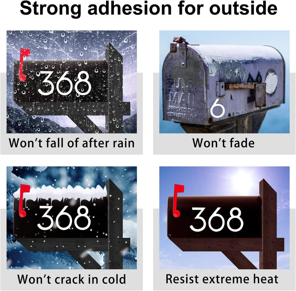 2 inch Reflective Mailbox Numbers for Outside, 5 Sets Number Stickers with Sticky Tabs for Easy Backing Peeling, Pre-cut Self Adhesive Vinyl House Numbers
